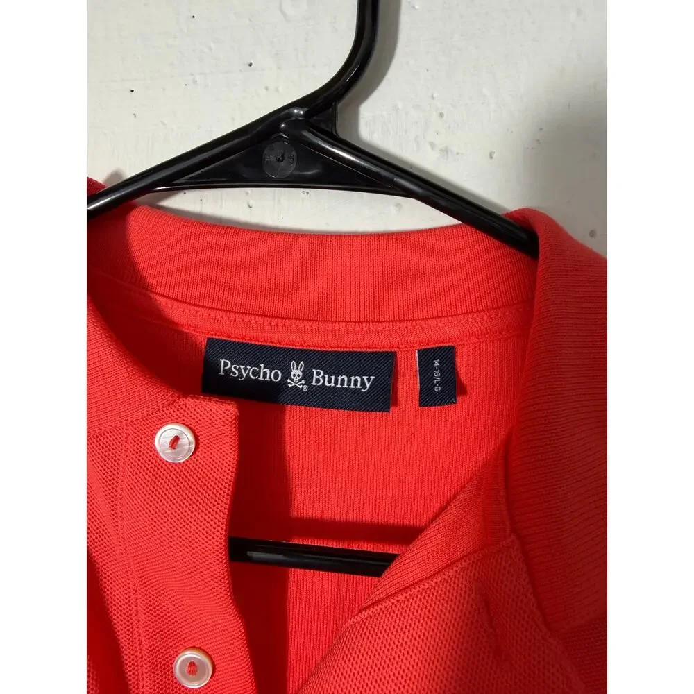 NEW Psycho Bunny Kids Classic Polo 802 Hot Coral Large 14-16